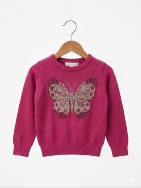 The Children's Place Girls Pink Butterfly Knit Sweater 2T